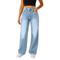 Wide-Leg Jeans Women Light Blue High-Waisted Simple Design Fashionable Trousers Loose-Fitting High-Height Pants Suitable Daily