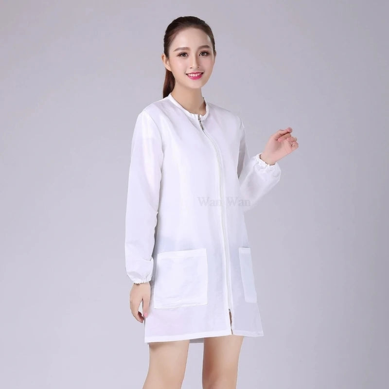 Hair Salon Work Clothes Pet Grooming Uniforms Long Sleeve Beauty Salon Smock Barber Shop Hairdresser Robe Anti Hair Gown Y1206