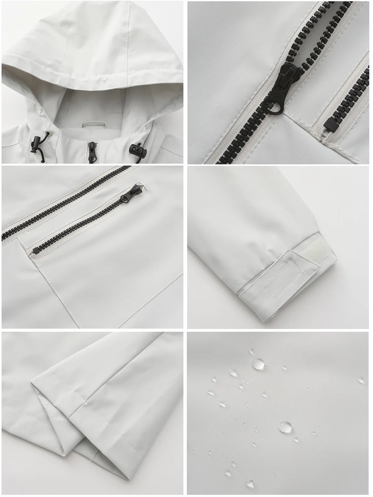 Women's Water-Repellent Hooded Windbreaker Casual Loose Solid Long Sleeve Outdoor Sports Trench Coat Spring Autumn Jacket