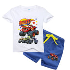 boys shirt  Baby Boy Clothes Set Cartoon Blazing Speed Cars Monster Machines