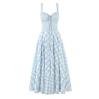 2025 summer new product women's clothing fashionable, fresh, sweet and elegant waist-hugging lace-up design suspender dress