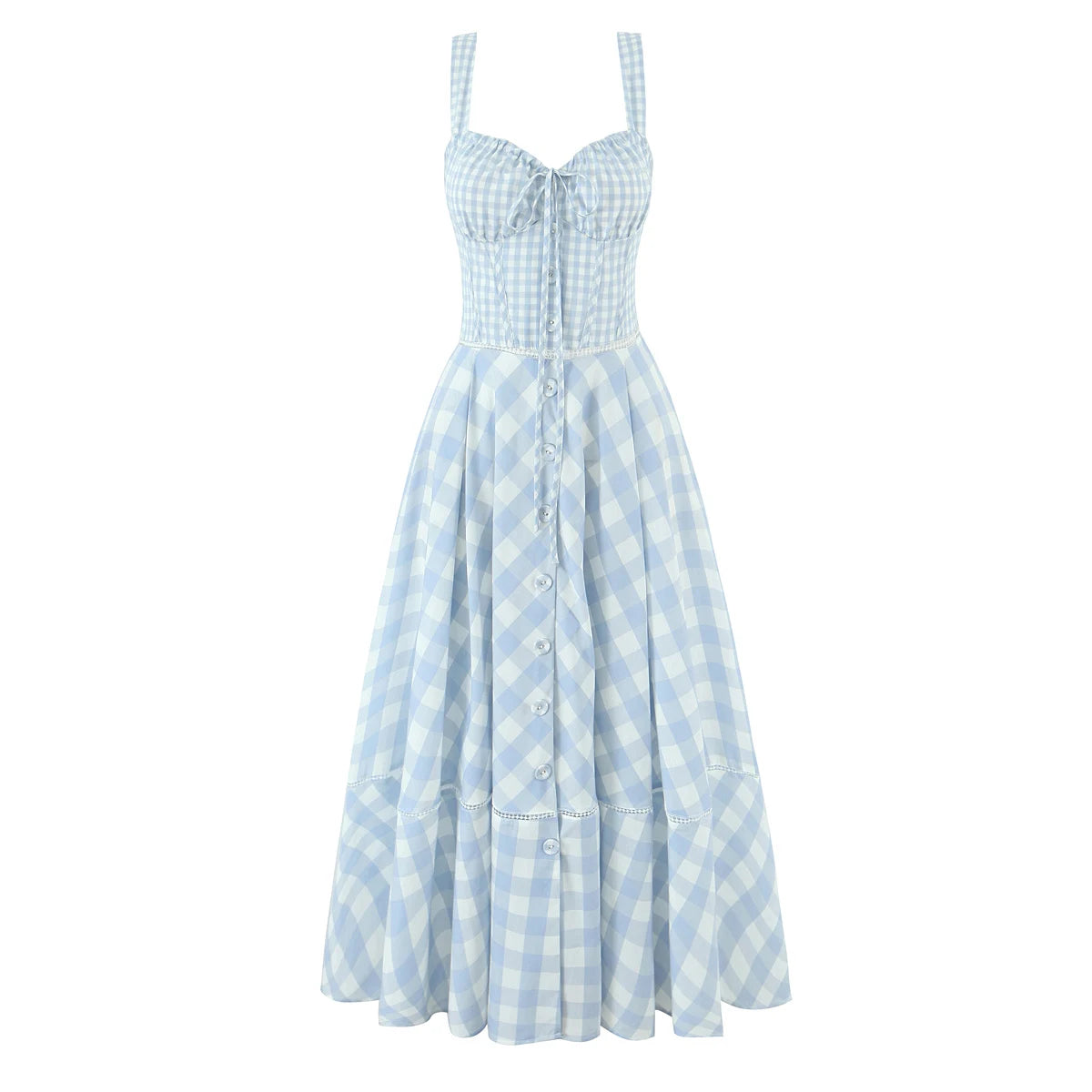 2025 summer new product women's clothing fashionable, fresh, sweet and elegant waist-hugging lace-up design suspender dress