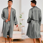 Men Long Robe Pajamas Set Baroque Style Kimono Bathrobe Gown Spring Summer Male Sleepwear Home Clothing Rayon Loungewear Pijamas