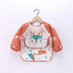 Baby Boys Girls Burp Cloth Banana Bibs for1-3Year Long Sleeve Scarf Waterproof Toddler Art Smock Feeding Bib Apron Pocket Infant