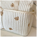 New High-capacity Mummy Bag Embroidered Bear Mother and Baby Handbag Baby Bottle Diaper Portable Baby Stroller Bag