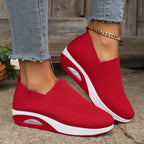 2025 Women's Shoes Slip on Sneakers Platform Solid Color Casual Shoes New Knit Ladies Vulcanized Shoe Wedges Women Walking Shoes