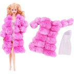 Girl Doll Clothes 3PcsPlush Coat Jacket+ Dress Skirt/ Pants Clothing for 30cm Doll Clothes Doll Accessories Girl`s Toy