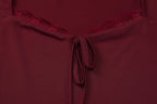 Dulzura 2025 Autumn Latest Fashion Sexy Square Collar Long Sleeve Slim Lace Up Lace Ruffles Patchwork T-Shirt Party Club Clothes