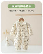 Spring and Autumn Baby Pure Cotton Velvet Jumpsuit with Plant Pattern Printed Baby Girl Clothing High Quality Baby Girl Clothing
