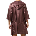 Mens Hooded Bath Robe Short Sleeve House Robe Satin Silk Lounge Bathrobes with Belt Men's Pajamas Homme Kimono Robes Sleepwear