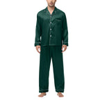 Men Pajamas Set Silk Satin Sleepwear