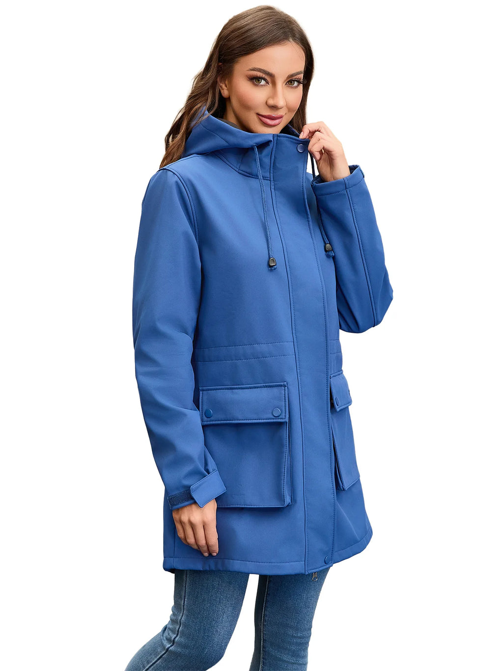 Waterproof Autumn Women's Mountaineering Coat Solid Big Pockets Hooded Loosse Female's Jacket Windproof Thermal outwear For Lady