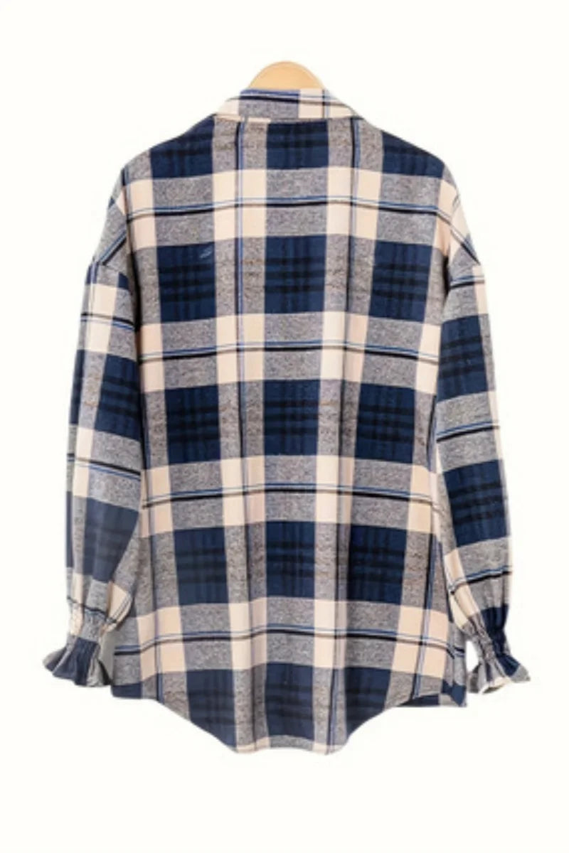 Ladies' fashionable checkered long sleeved jacket