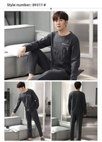 Fashion Lounge Pajamas Sets Men's Spring New Long-sleeved Tops with Trousers Cotton Homewear Comfort Simple Sleepwear Two Pieces