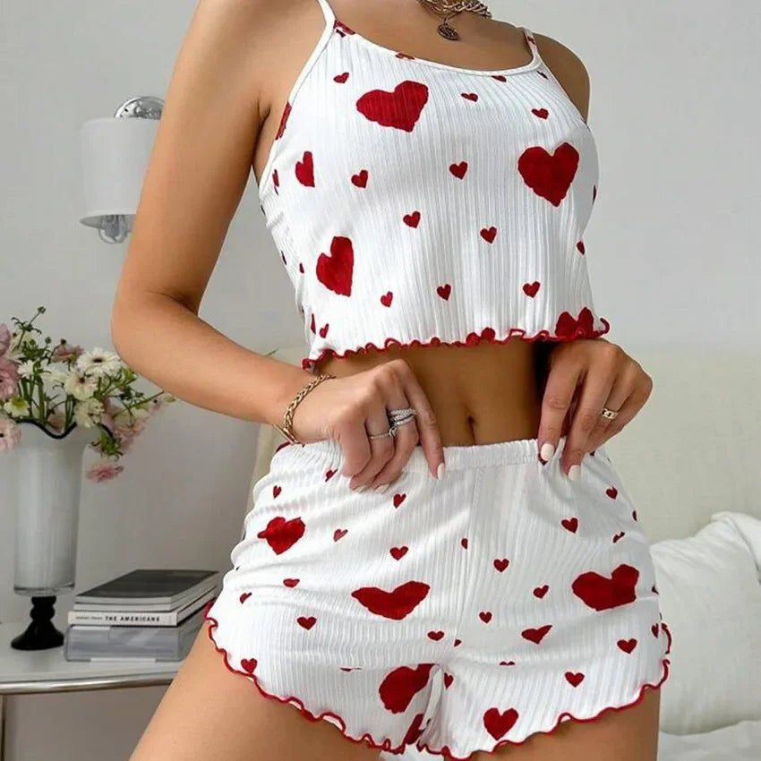 Women's Pajamas Set Sleepwear 2 PCS Short Tank Tops And Short