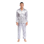 Mens Satin Pajamas Set Two Pieces Sleepwear