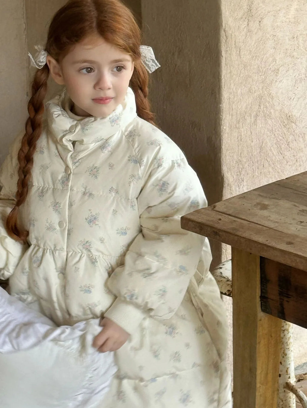 2025 Winter New Down Coat Korean Fashion Princess Floral Print Warm Cotton-padded Outerwear Kids Casual Sweetheart Parkas