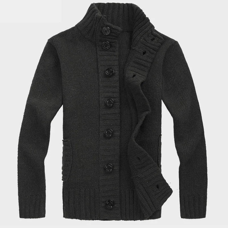 Men Sweater New Autumn Front Button Cardigan Stand Collar Sweaters