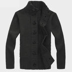 Men Sweater New Autumn Front Button Cardigan Stand Collar Sweaters