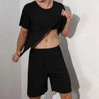Men's two-piece ice silk pajamas