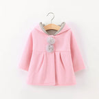 Baby Girls Jacket in Spring Rabbit Ears Coat Children Clothes Outerwear Autumn Kids Warm Cotton Dress Jacket Infant Girl Coat
