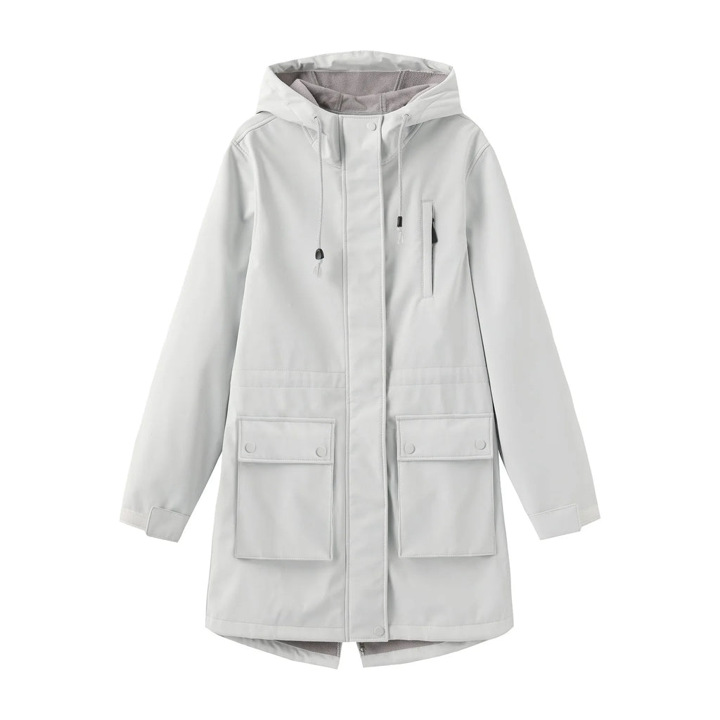 Waterproof Autumn Women's Mountaineering Coat Solid Big Pockets Hooded Loosse Female's Jacket Windproof Thermal outwear For Lady
