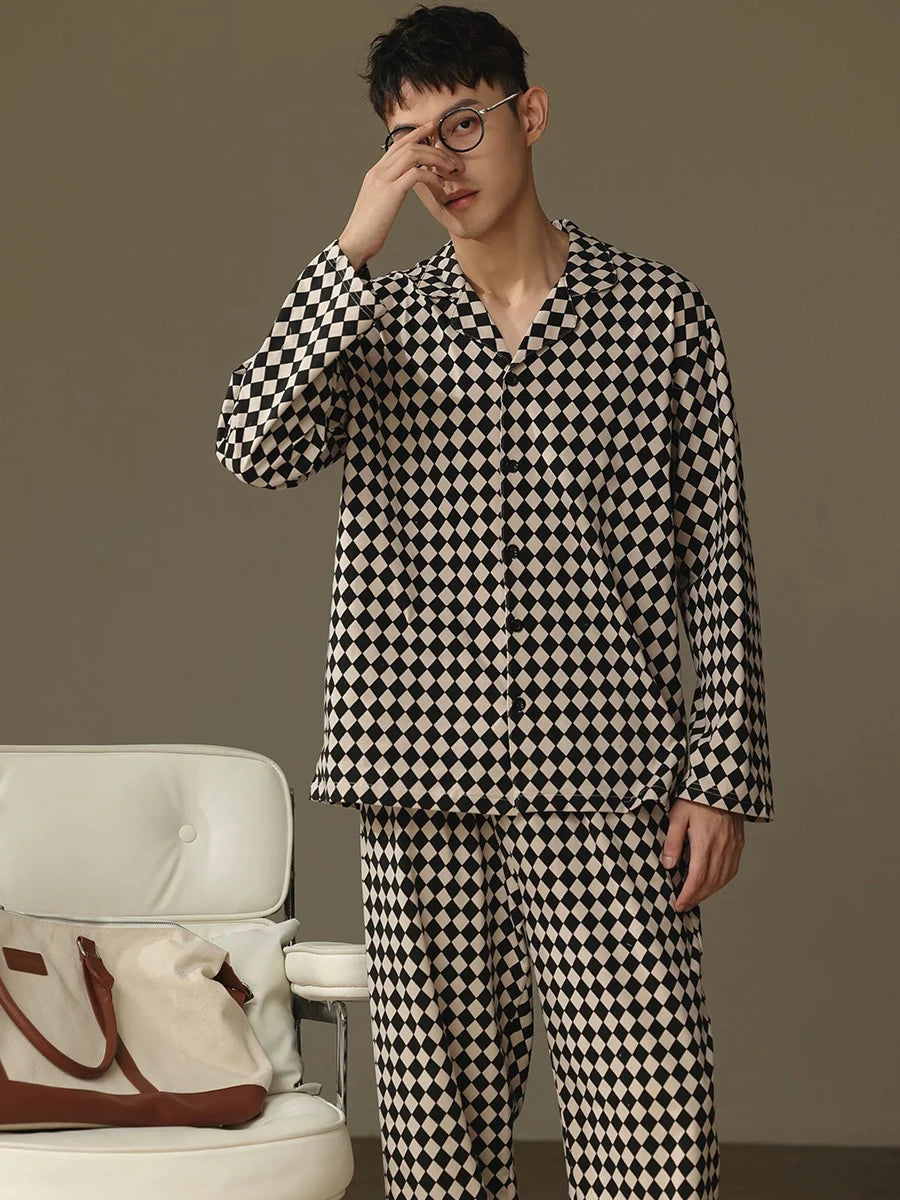 Pajamas for Men, Spring and Autumn Long-Sleeved Cardigans