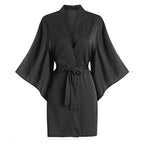 Salon Client Gown Robes Cape Hair Salon Hair Cutting Smock for Clients Kimono Style Black Hairdressing Cape Client Smock