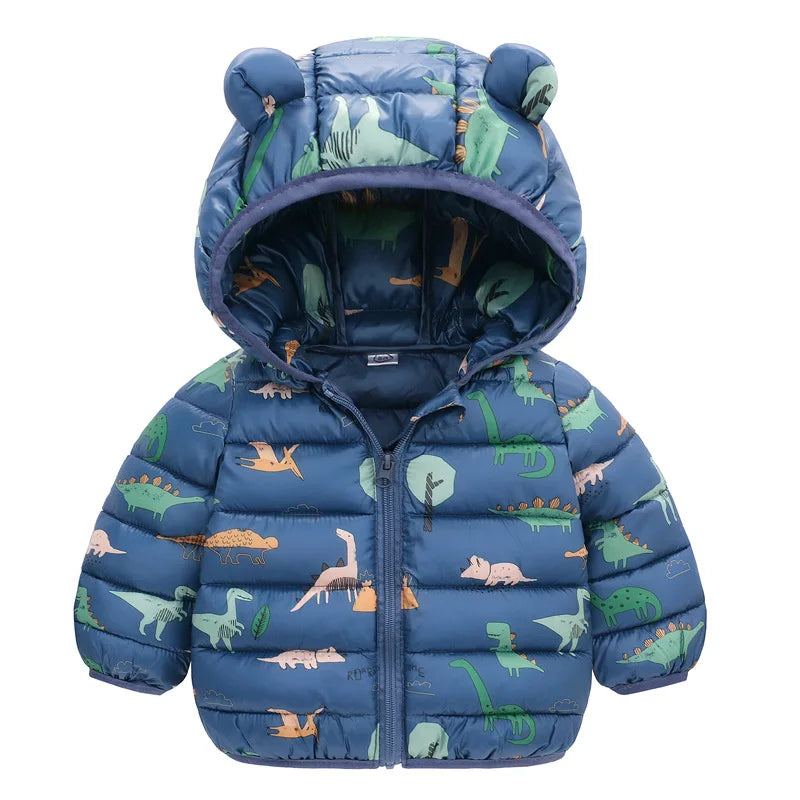 Baby Girls Hooded Down Jackets For Kids Coats Autumn Boys Cartoon Warm Jacket Coat Jacket Toddler Girl Zipper Jacket Outerwear