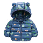 Baby Girls Hooded Down Jackets For Kids Coats Autumn Boys Cartoon Warm Jacket Coat Jacket Toddler Girl Zipper Jacket Outerwear