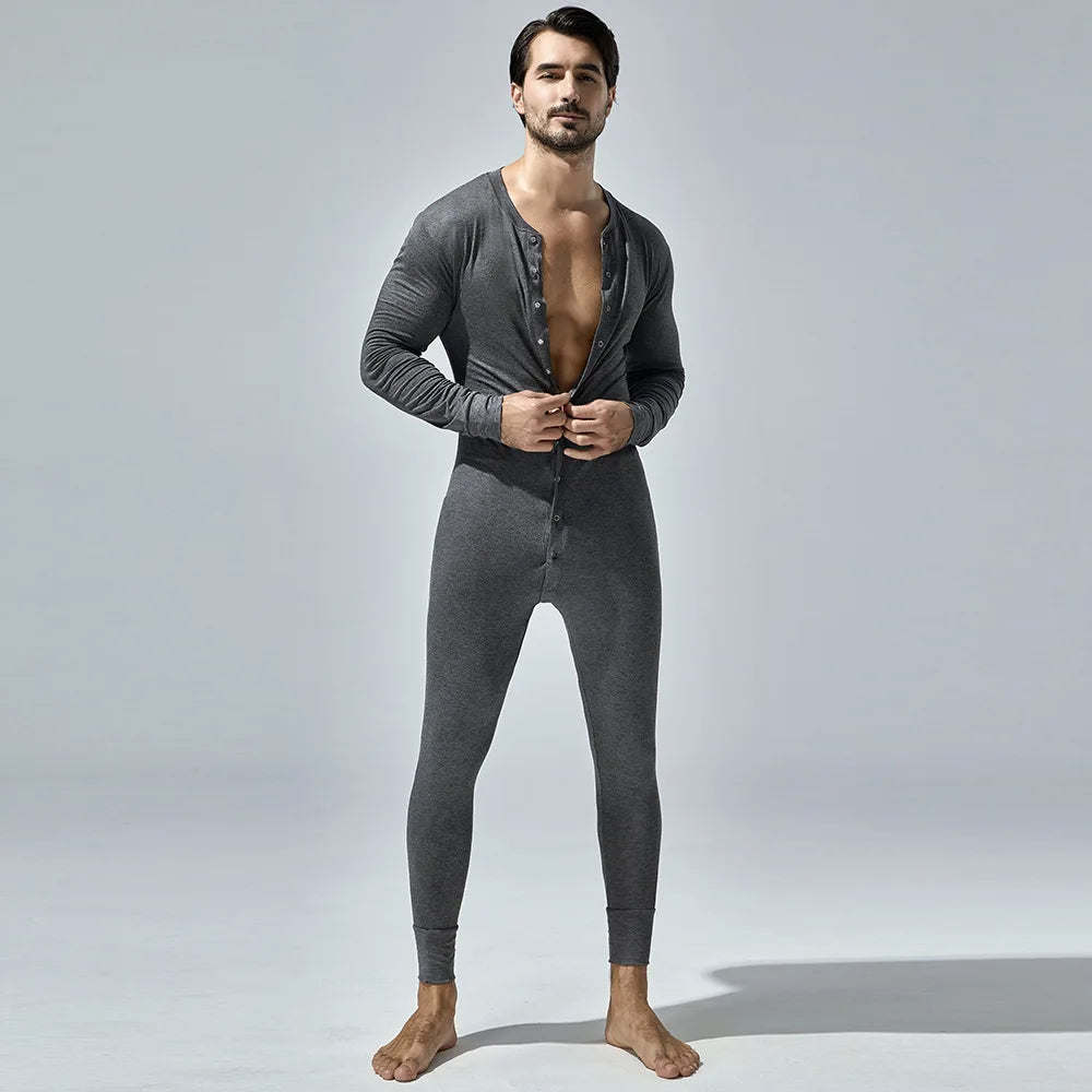 New Men's One-Piece Pajamas Home Fitness Wear Men's Bodysuit