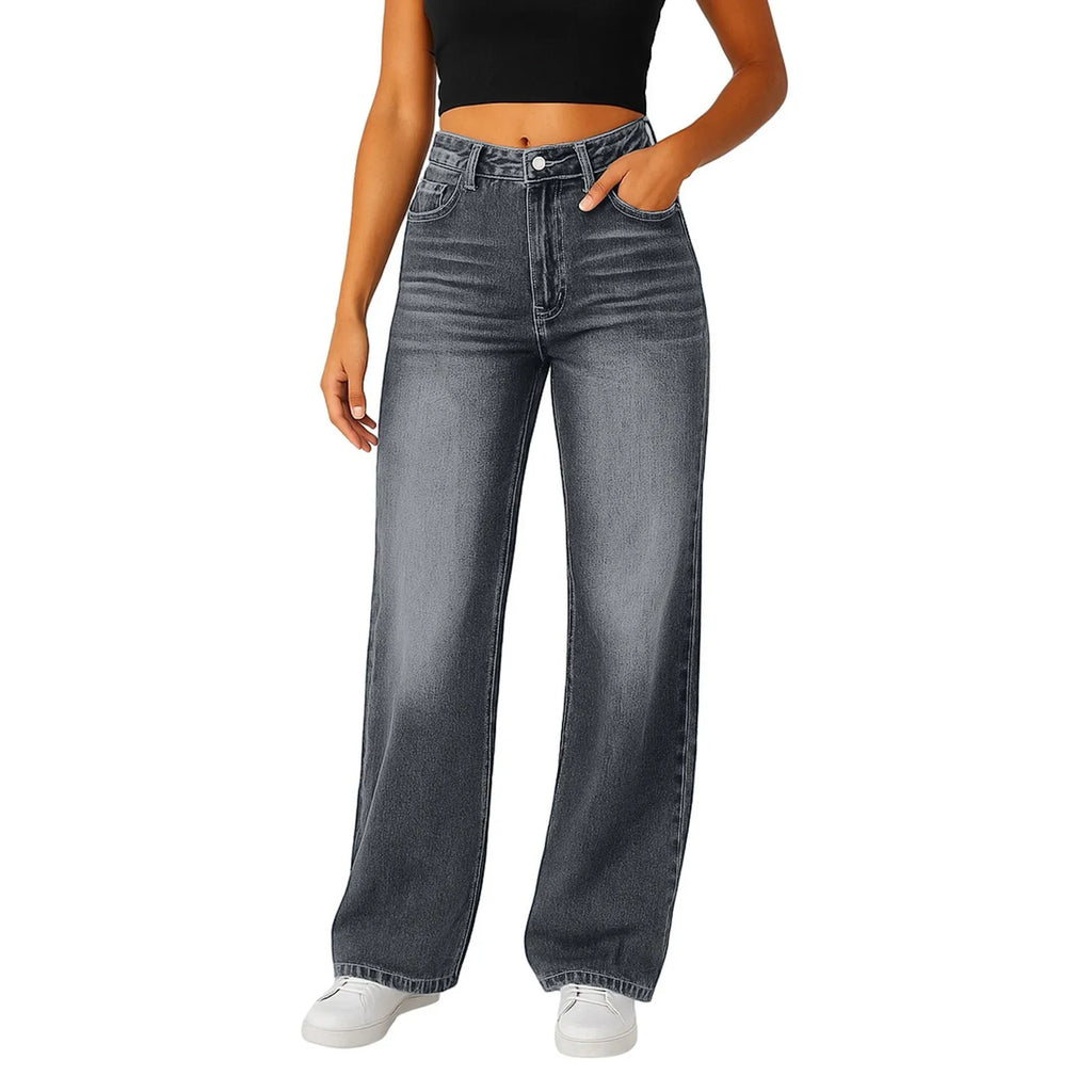 Wide-Leg Jeans Women Light Blue High-Waisted