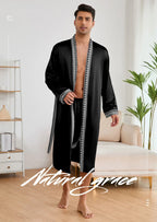 Men Long Robe Pajamas Set Baroque Style Kimono Bathrobe Gown Spring Summer Male Sleepwear Home Clothing Rayon Loungewear Pijamas