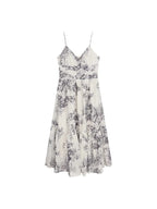 Retro Watercolor Painting Strap Dr Women's Summer New High-End Feeling Waist-Cinching Slimming Holiday Long Dr