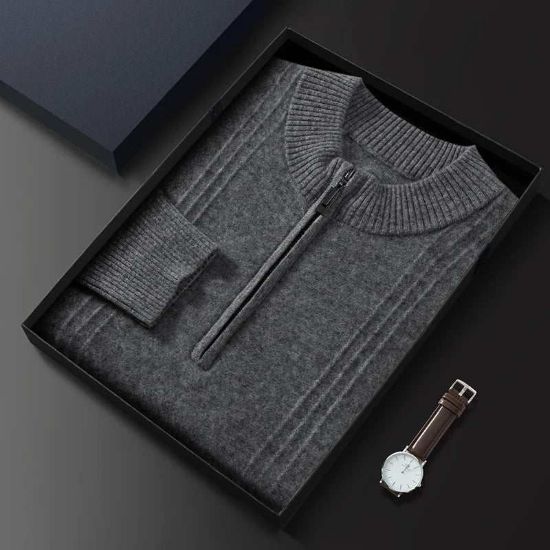 Men's Sweater Pullover Autumn Winter Sweater Warm Clothing 100% Cashmere Business Long Sleeve Classic Quality Mock Neck Knit Top