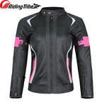 Woman Lady Girl Motorcycle Jacket Summer Breathable Motorbike Armor Coat with 5pcs Protective Pads and Waterproof Liner JK-52