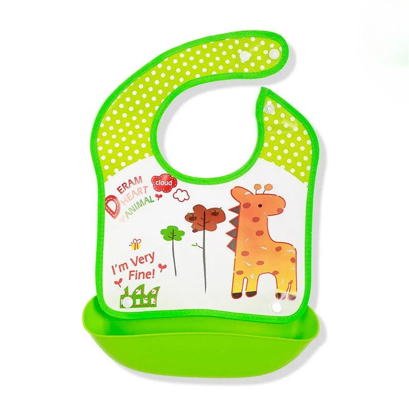 Baby Bib Waterproof Cartoon Newborn Feeding Soft Edible Aprons Baby Adjustable Burp Scarf