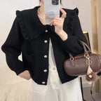 Women Jackets New Long Sleeve Doll Collar Women Jacket Black Elegant Jacket Coat Women Jaqueta Feminina Chaquetas De Mujer Q2180
