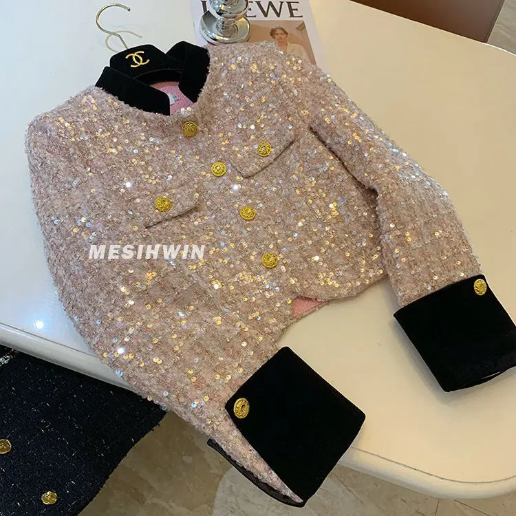 Thickened Coat Heavy Embroidery Sequins Short Coat 2024 New Tweed Top