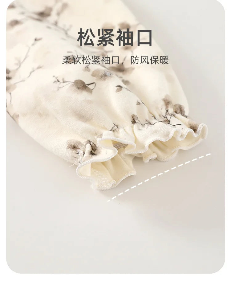 Spring and Autumn Baby Pure Cotton Velvet Jumpsuit with Plant Pattern Printed Baby Girl Clothing High Quality Baby Girl Clothing