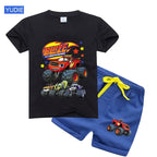 boys shirt  Baby Boy Clothes Set Cartoon Blazing Speed Cars Monster Machines