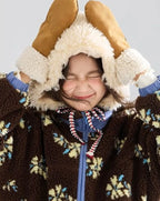 Girl's Winter Coat Floral Jacquard Lamb Fur Thickened Stylish Autumn Winter Toddler Kids Cotton Jacket