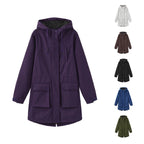 Waterproof Autumn Women's Mountaineering Coat Solid Big Pockets Hooded Loosse Female's Jacket Windproof Thermal outwear For Lady