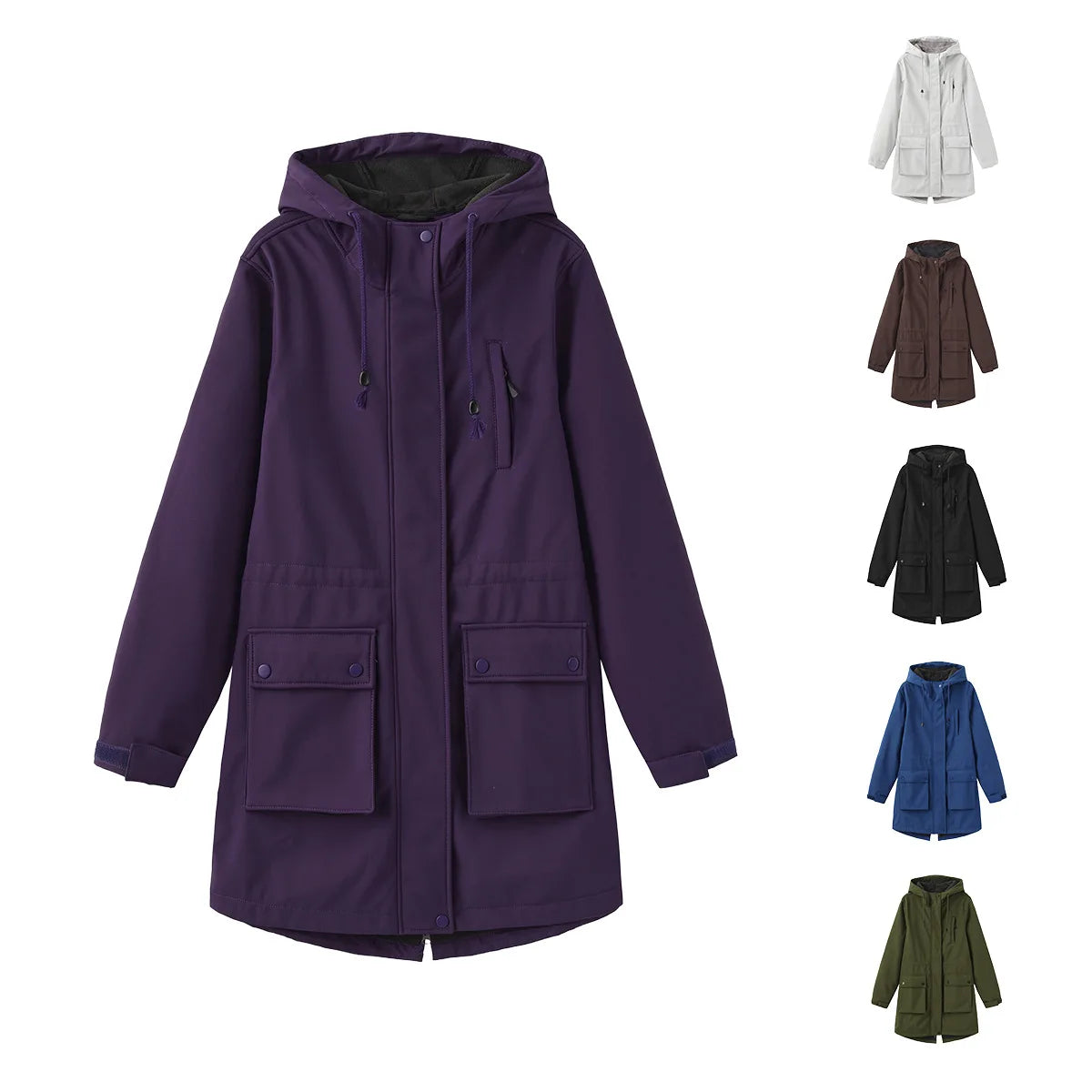Waterproof Autumn Women's Mountaineering Coat Solid Big Pockets Hooded Loosse Female's Jacket Windproof Thermal outwear For Lady