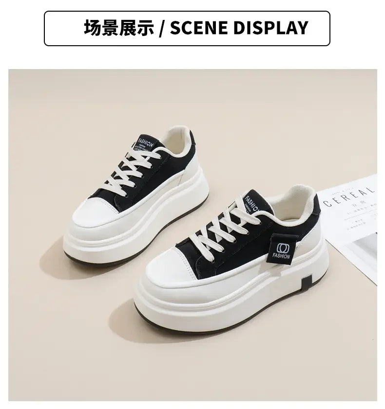 Shoes for Women Autumn Trend New Woman Flats Shoes Chunky Lace-up Soft-sole Casual Sneakers Female Vulcanized Shoe Walking Shoe