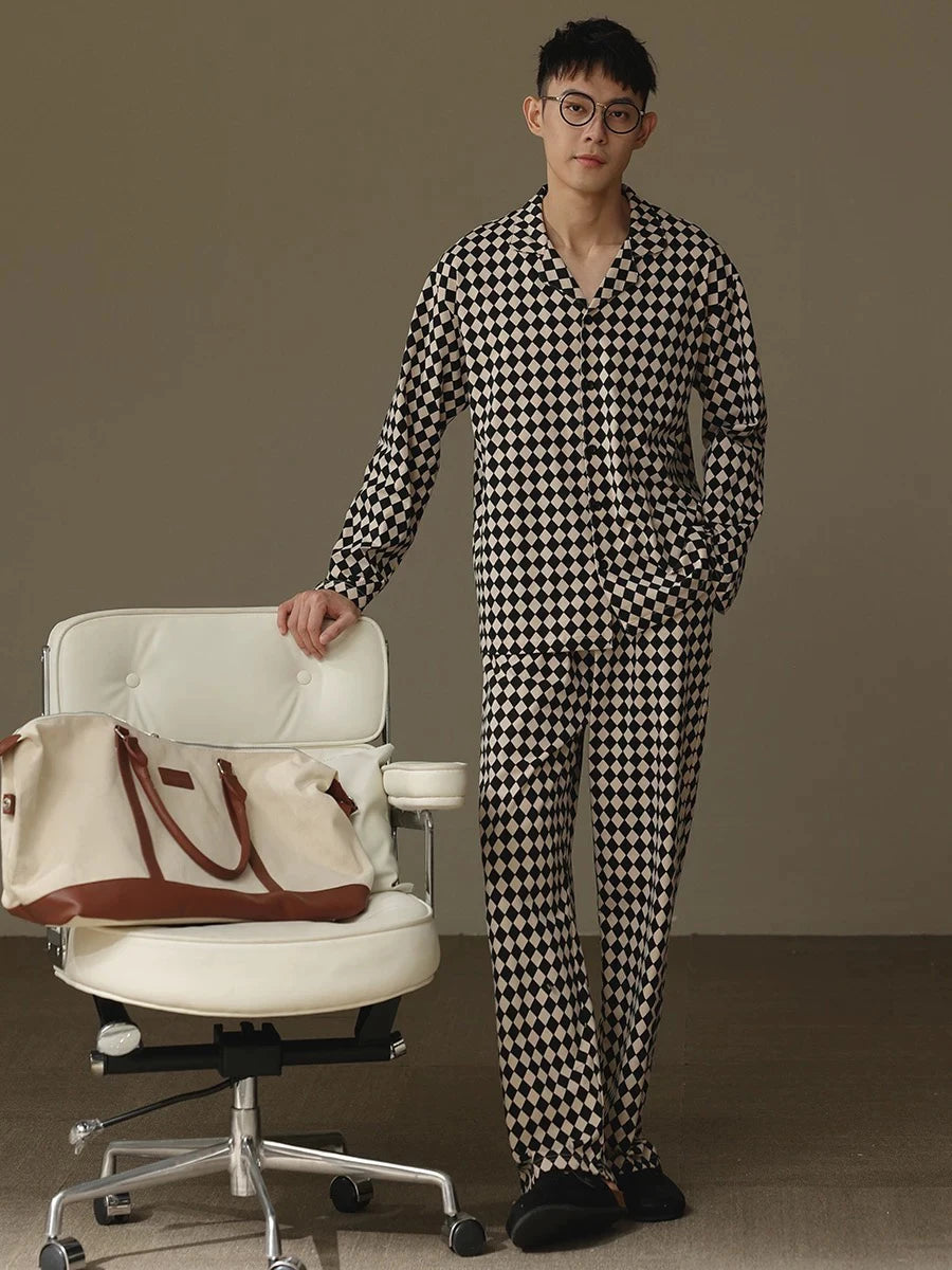 Pajamas for Men, Spring and Autumn Long-Sleeved Cardigans