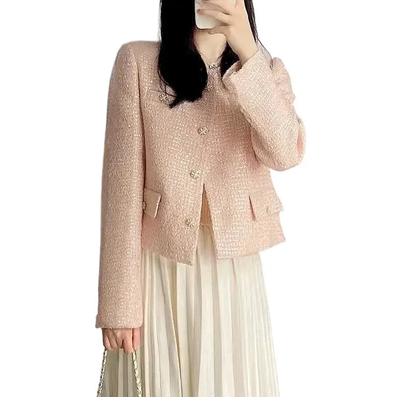 Jacket Women's Autumn 2025 New High-end Temperament Socialite Short Slim-fitting Casual Tweed Top