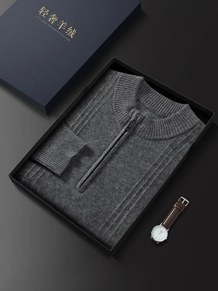 Men's Sweater Pullover Autumn Winter Sweater Warm Clothing 100% Cashmere Business Long Sleeve Classic Quality Mock Neck Knit Top