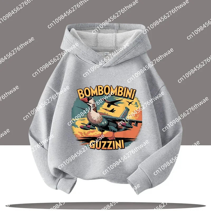 Boy's sports shirt -interesting Italian brain rot Tung Tungtung Sahur children's hooded shirt                h cartoon print-fall/winter top