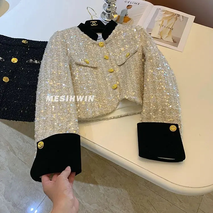 Thickened Coat Heavy Embroidery Sequins Short Coat 2024 New Tweed Top